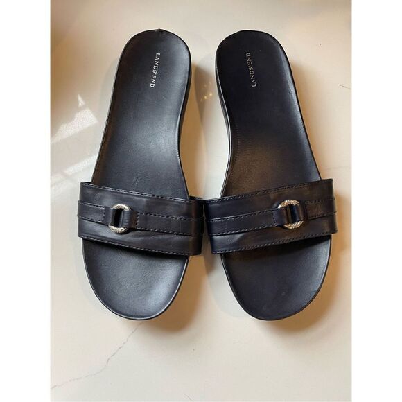 Lands End Sandals Slides Black Womens Sz 10B - Picture 6 of 6